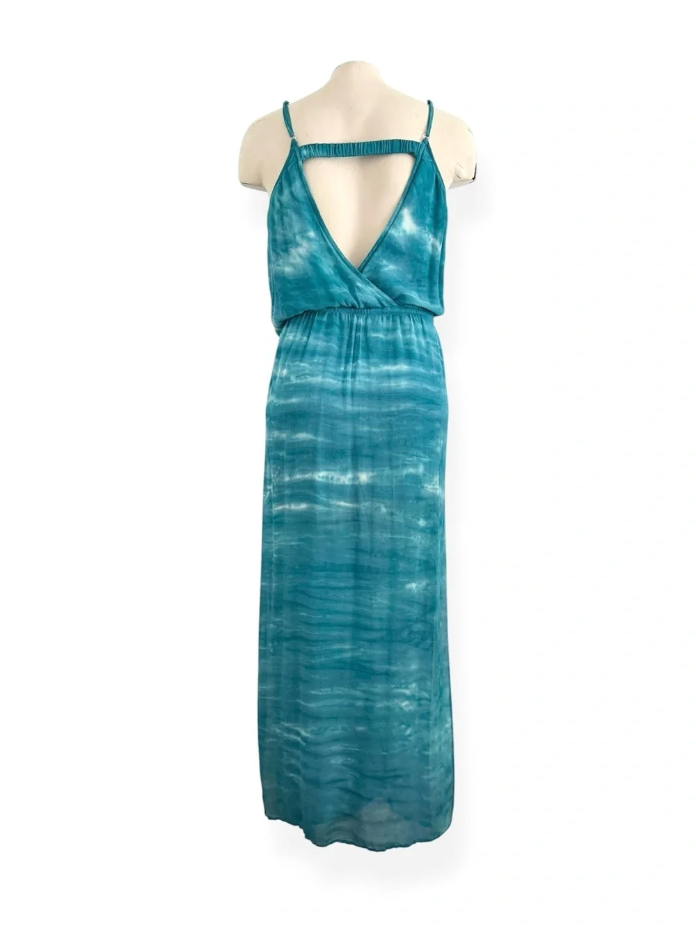 YOUNG FABULOUS & BROKE GREEN BLUE FLOWY SUMMER RESORT-WEAR MAXI DRESS SZ S - Picture 7 of 8